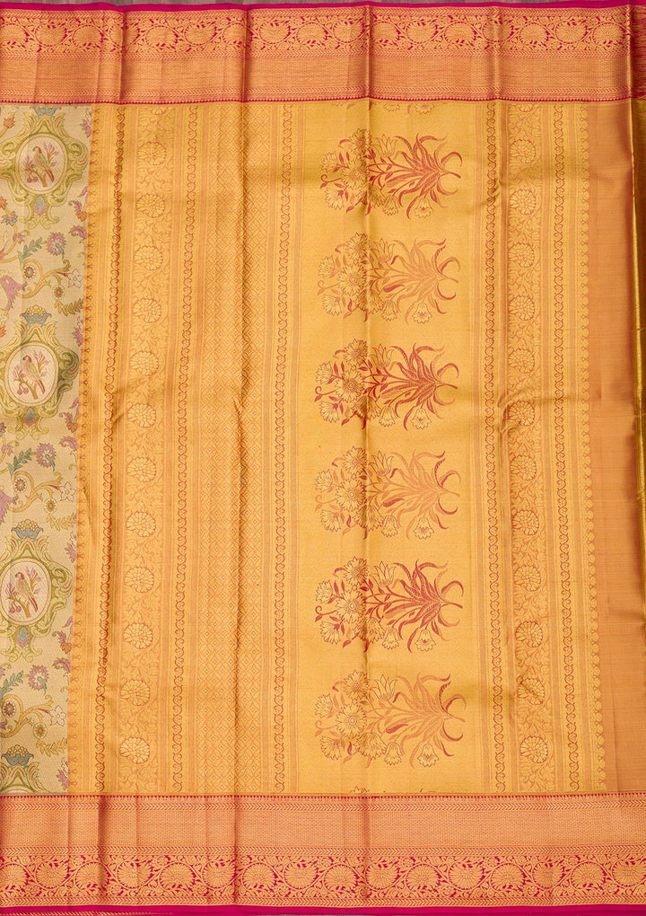 Gold Zariwork Pure Silk Saree-Koskii