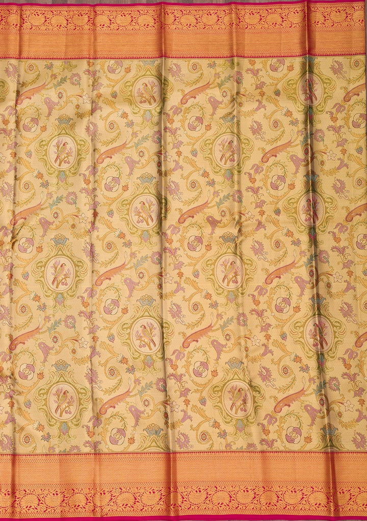 Gold Zariwork Pure Silk Saree-Koskii