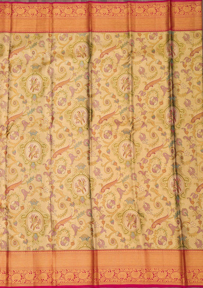 Gold Zariwork Pure Silk Saree-Koskii