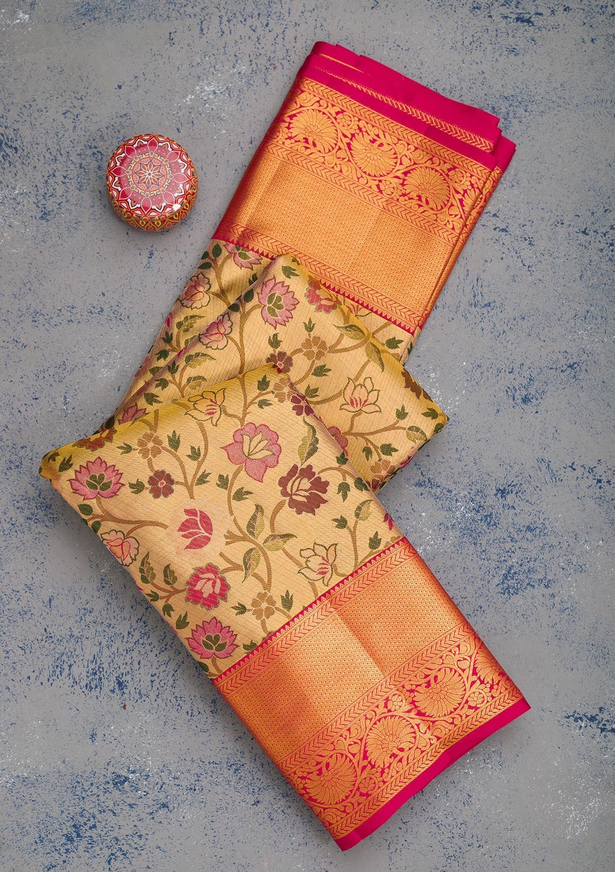 Gold Zariwork Pure Silk Saree-Koskii