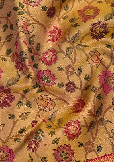 Gold Zariwork Pure Silk Saree-Koskii