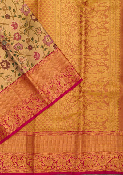 Gold Zariwork Pure Silk Saree-Koskii