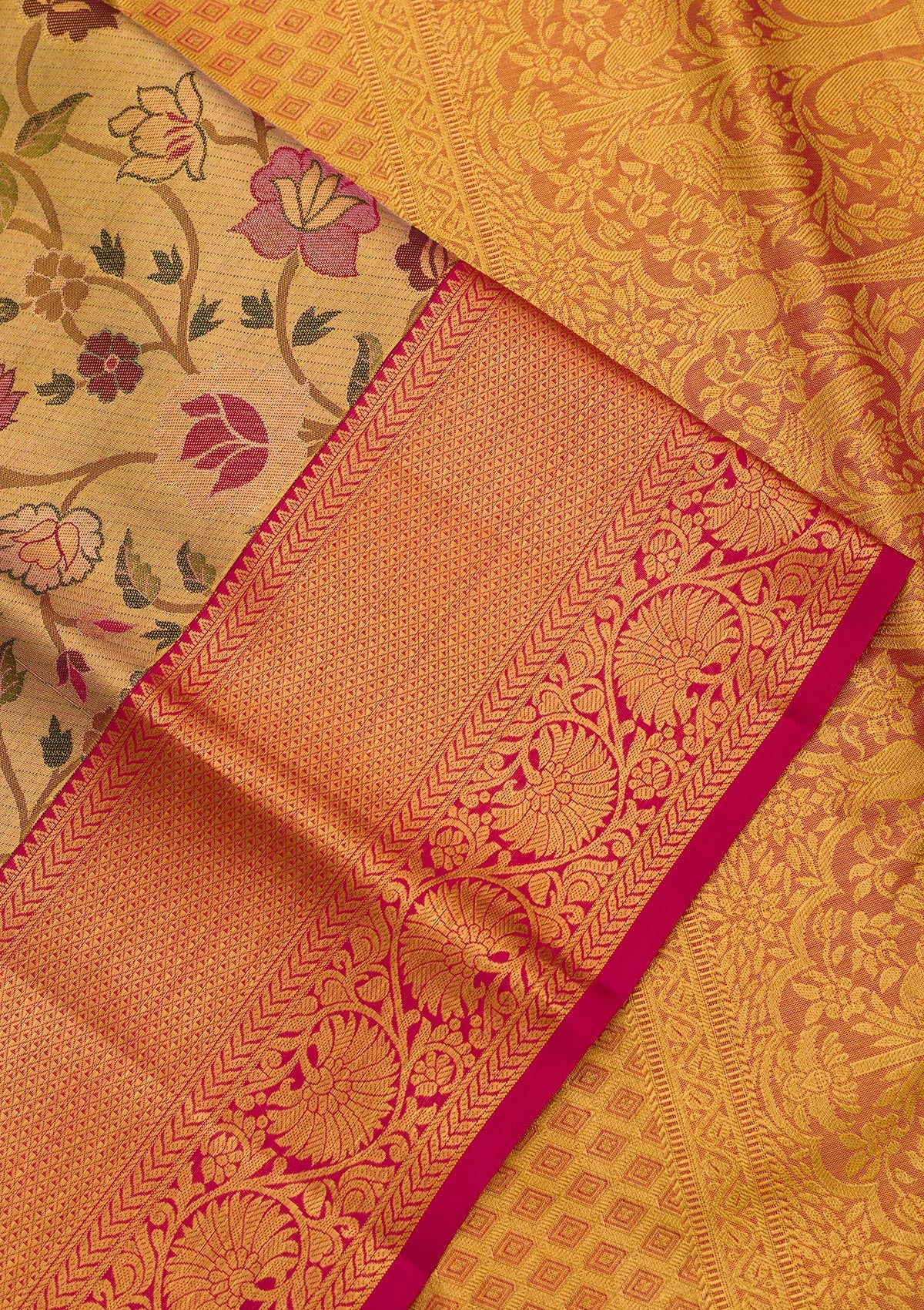 Gold Zariwork Pure Silk Saree-Koskii