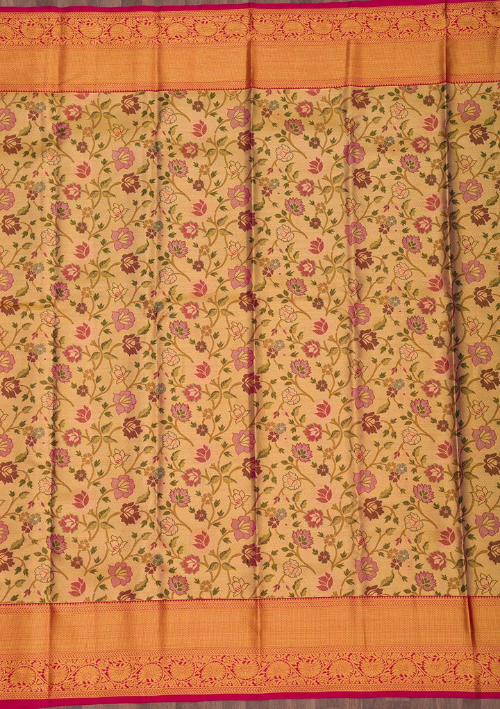 Gold Zariwork Pure Silk Saree-Koskii