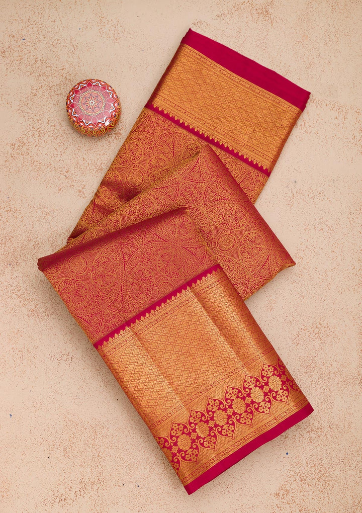 Maroon Zariwork Pure Silk Saree-Koskii