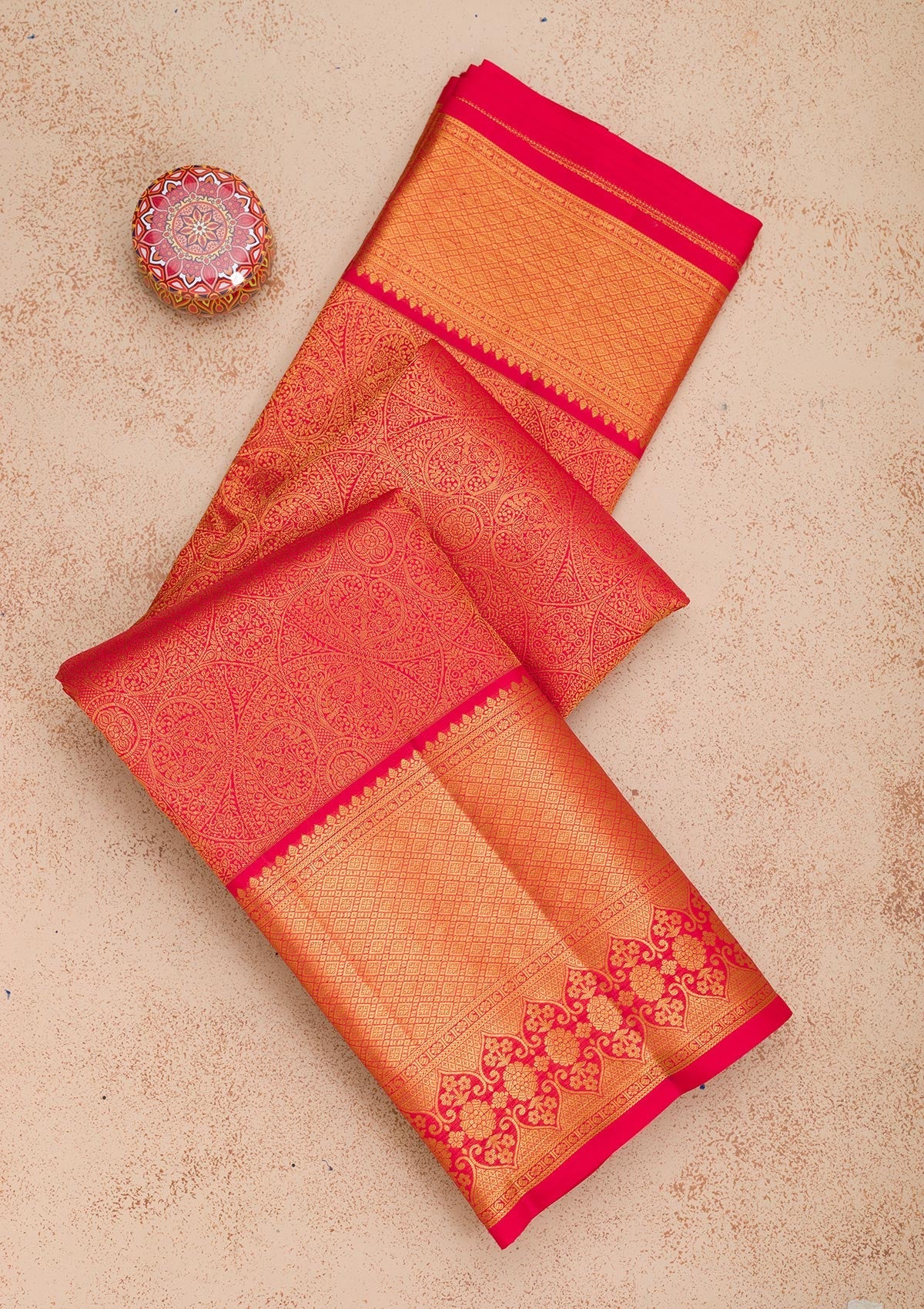 Red Zariwork Pure Silk Saree-Koskii