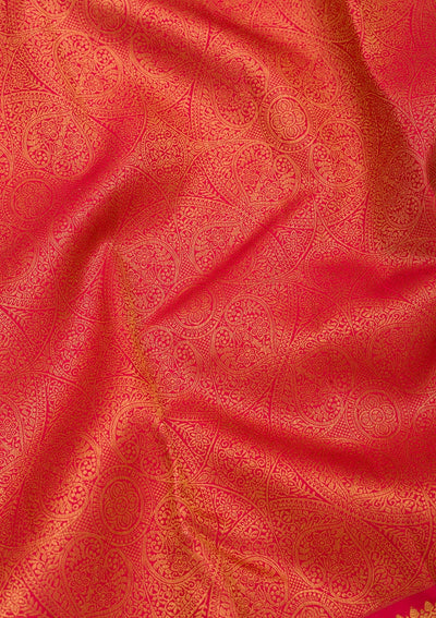 Red Zariwork Pure Silk Saree-Koskii