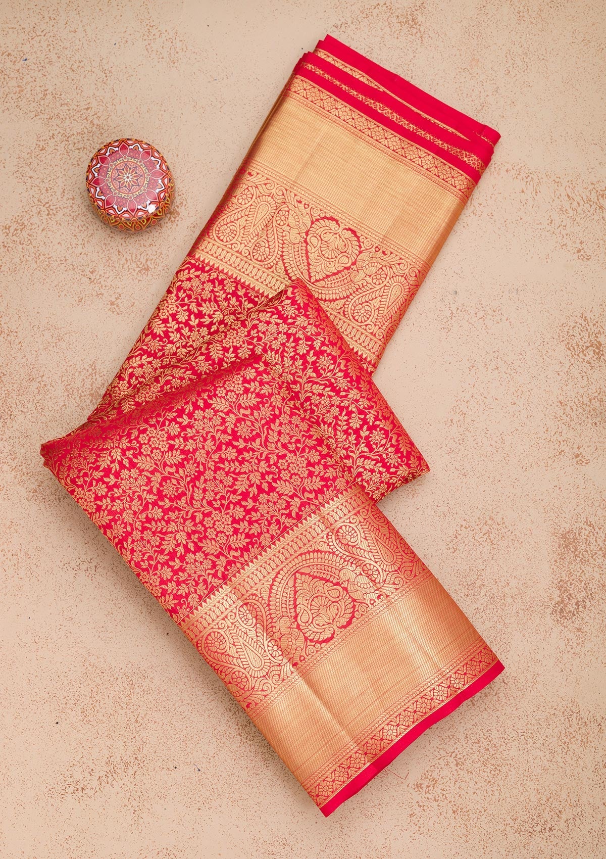 Red Zariwork Pure Silk Saree-Koskii