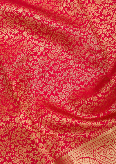 Red Zariwork Pure Silk Saree-Koskii