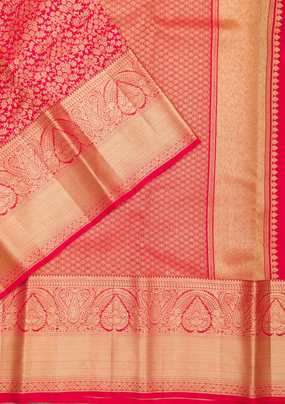 Red Zariwork Pure Silk Saree-Koskii