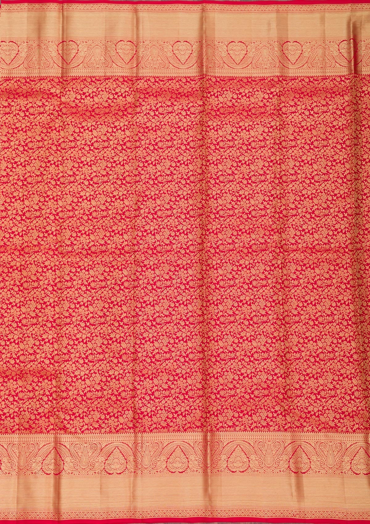 Red Zariwork Pure Silk Saree-Koskii
