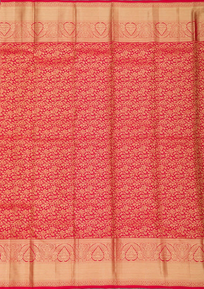 Red Zariwork Pure Silk Saree-Koskii