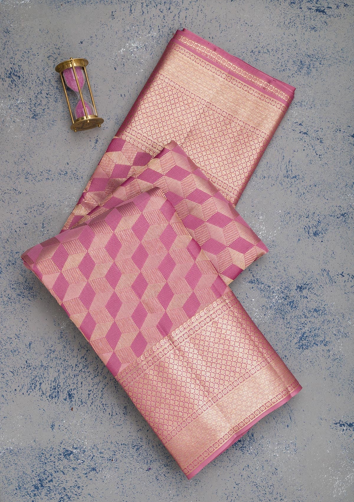 Onion Pink Zariwork Pure Silk Saree-Koskii