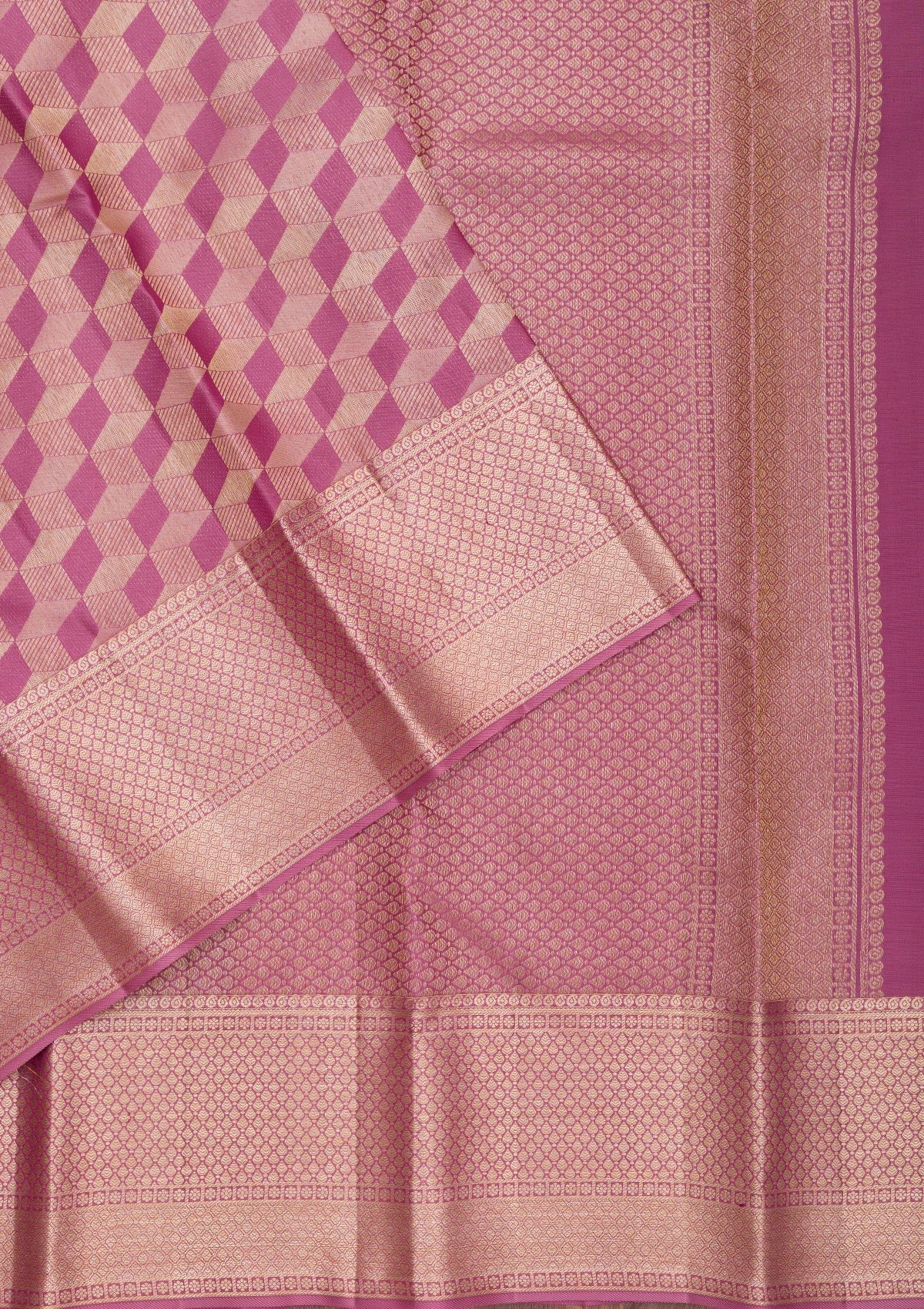Onion Pink Zariwork Pure Silk Saree-Koskii