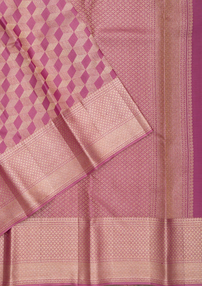 Onion Pink Zariwork Pure Silk Saree-Koskii