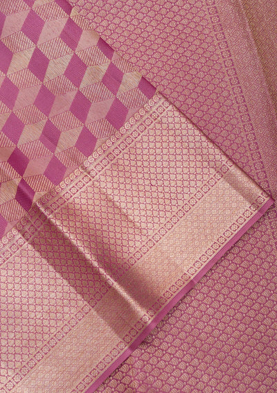 Onion Pink Zariwork Pure Silk Saree-Koskii
