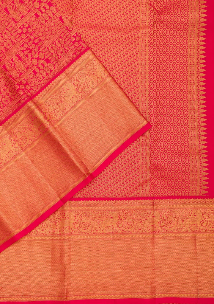 Red Zariwork Pure Silk Saree-Koskii