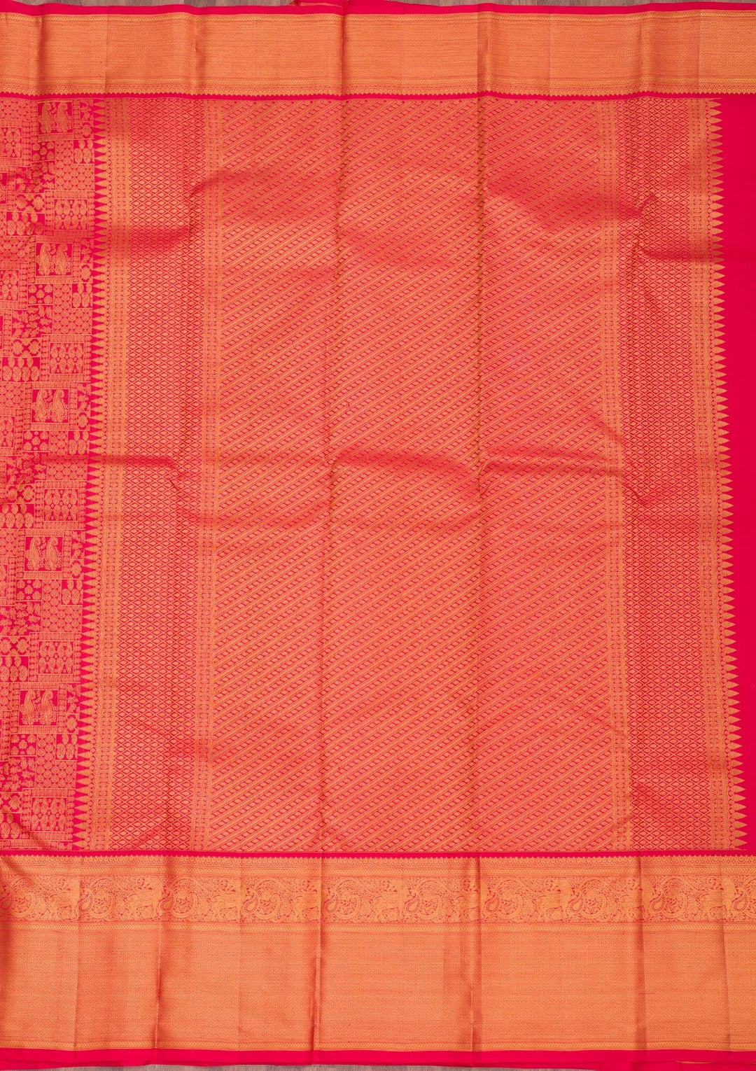 Red Zariwork Pure Silk Saree-Koskii