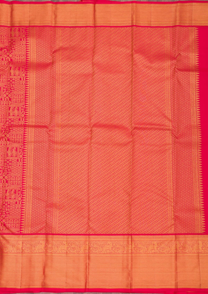 Red Zariwork Pure Silk Saree-Koskii