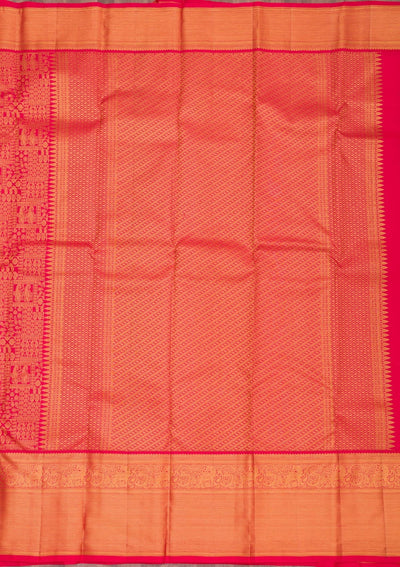 Red Zariwork Pure Silk Saree-Koskii