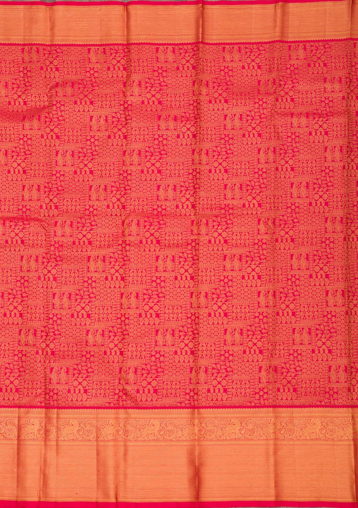 Red Zariwork Pure Silk Saree-Koskii