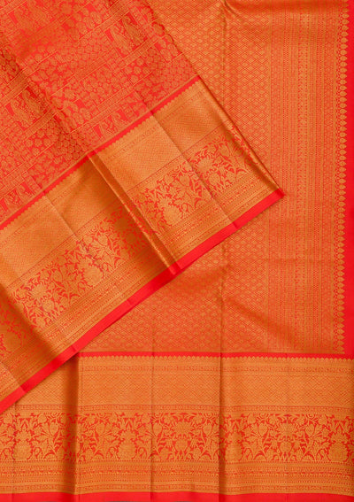 Red Zariwork Pure Silk Saree-Koskii