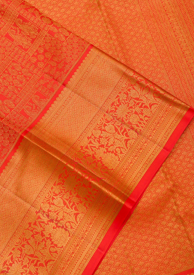 Red Zariwork Pure Silk Saree-Koskii