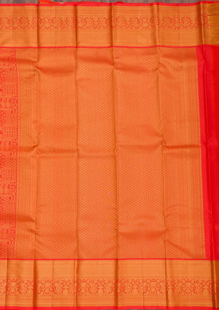 Red Zariwork Pure Silk Saree-Koskii