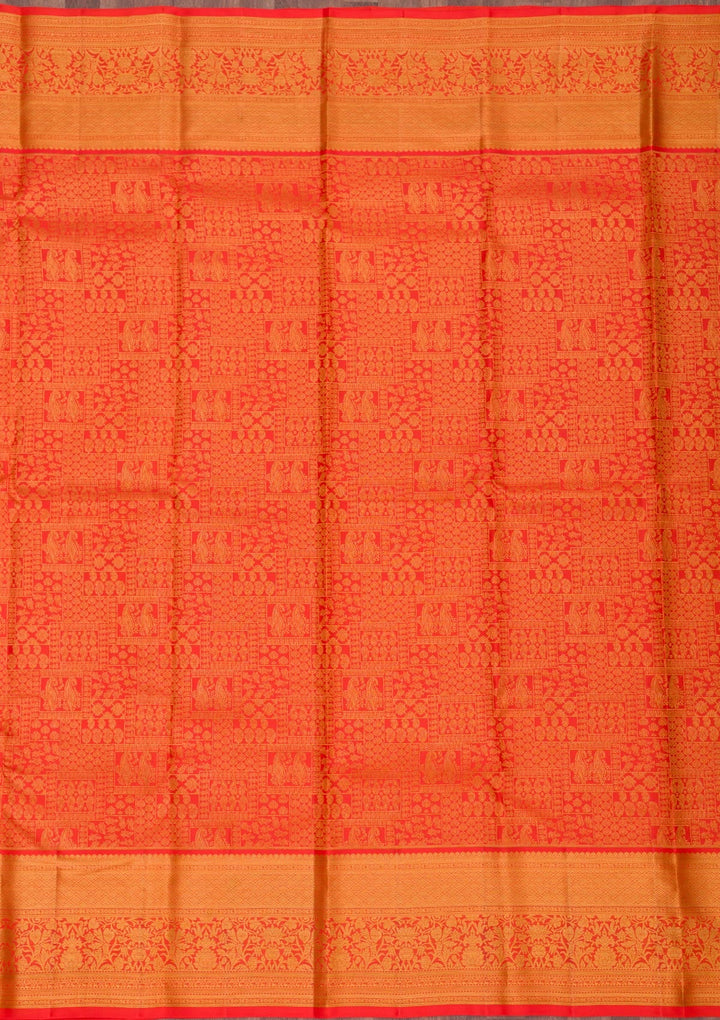 Red Zariwork Pure Silk Saree-Koskii