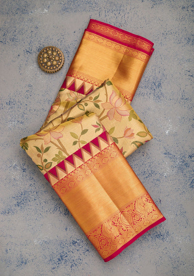 Gold Zariwork Pure Silk Saree-Koskii