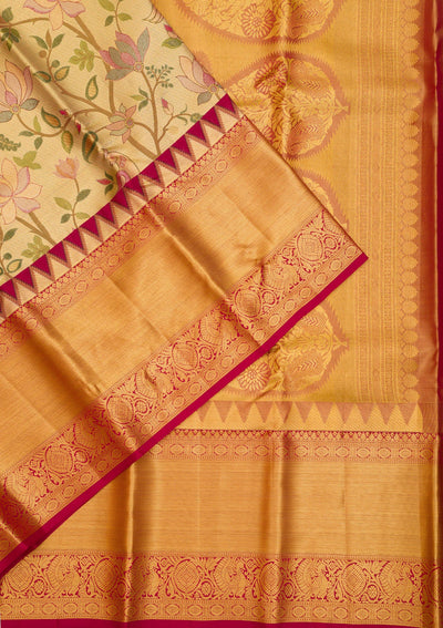 Gold Zariwork Pure Silk Saree-Koskii
