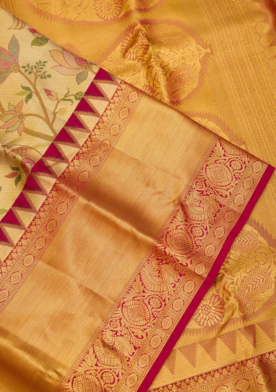 Gold Zariwork Pure Silk Saree-Koskii