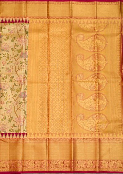 Gold Zariwork Pure Silk Saree-Koskii
