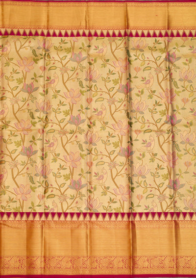 Gold Zariwork Pure Silk Saree-Koskii