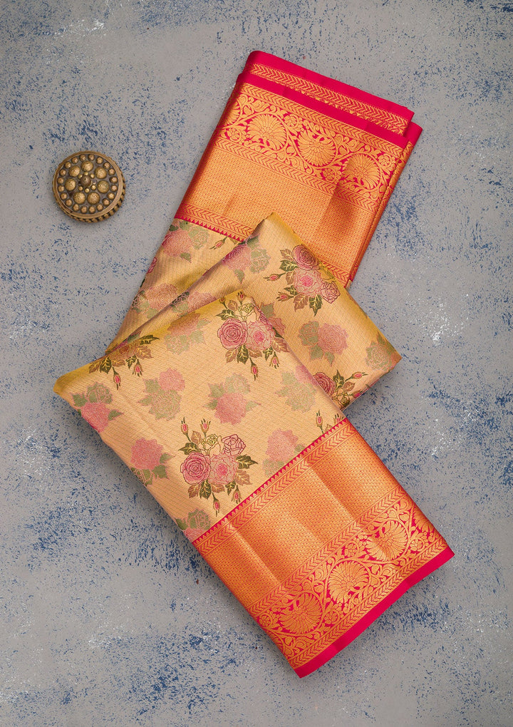 Gold Zariwork Pure Silk Saree-Koskii
