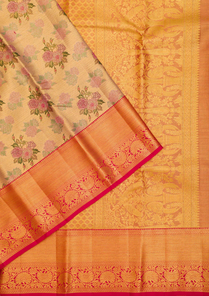 Gold Zariwork Pure Silk Saree-Koskii