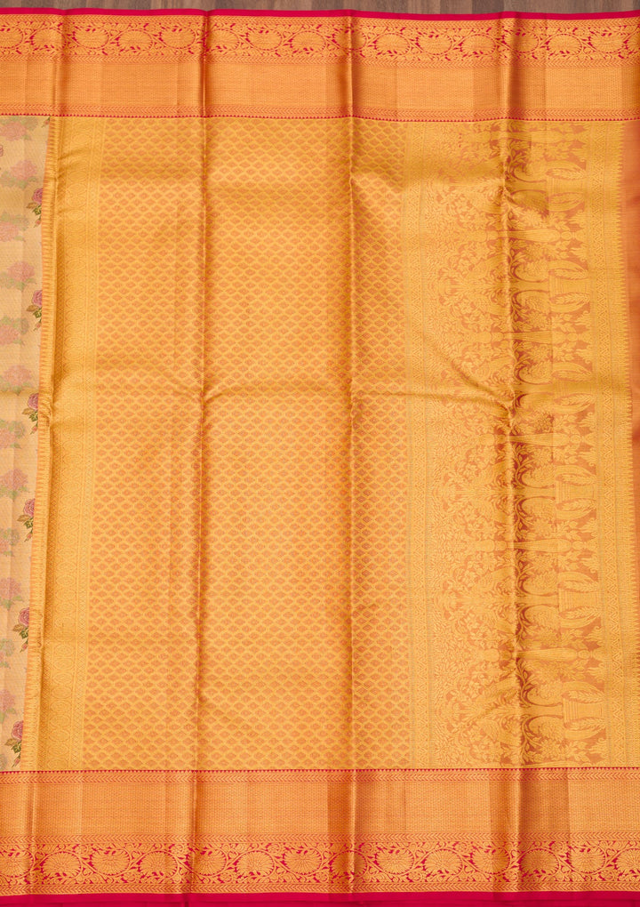 Gold Zariwork Pure Silk Saree-Koskii