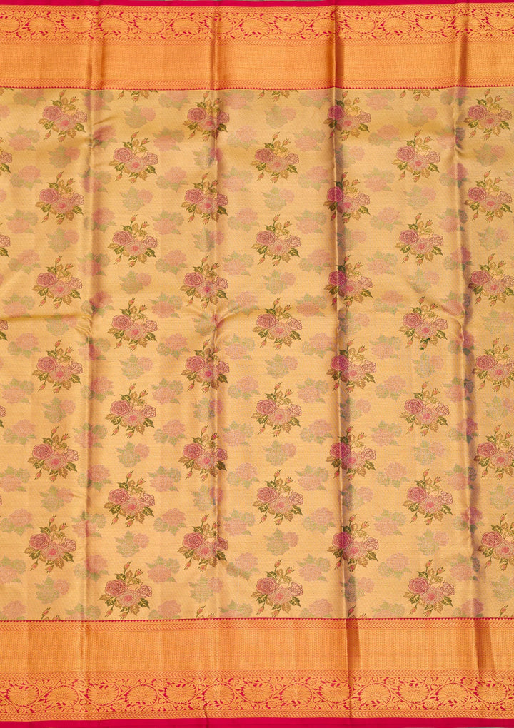 Gold Zariwork Pure Silk Saree-Koskii