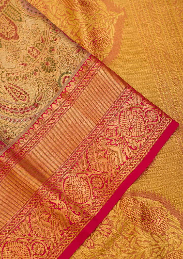 Gold Zariwork Pure Silk Saree-Koskii