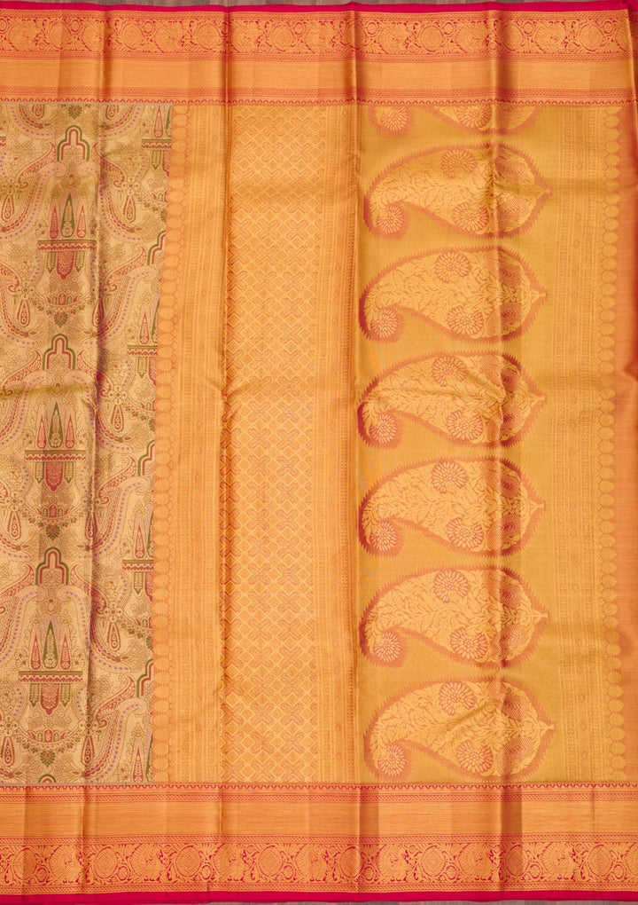 Gold Zariwork Pure Silk Saree-Koskii