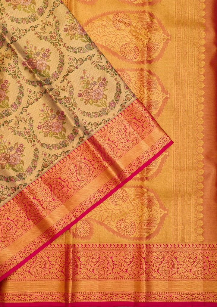 Gold Zariwork Pure Silk Saree-Koskii
