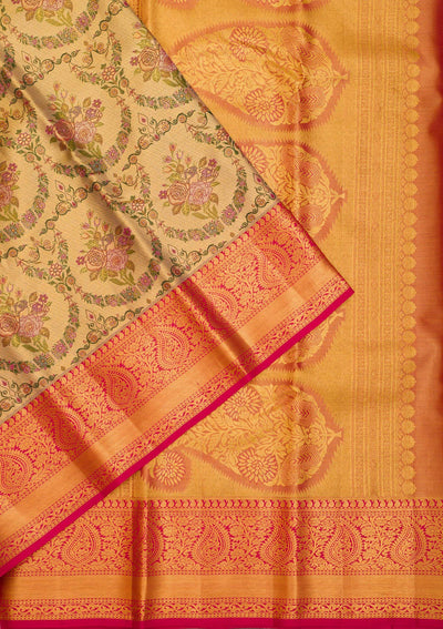 Gold Zariwork Pure Silk Saree-Koskii