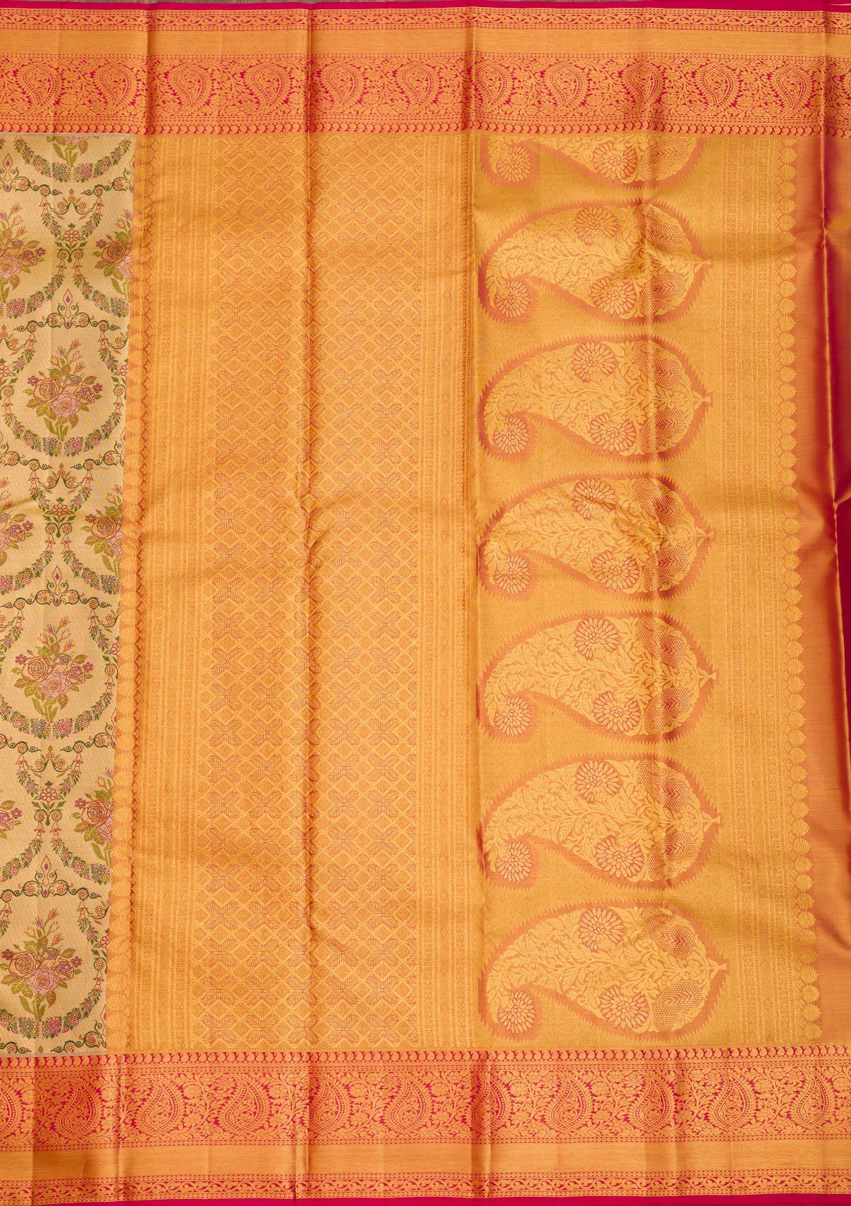 Gold Zariwork Pure Silk Saree-Koskii