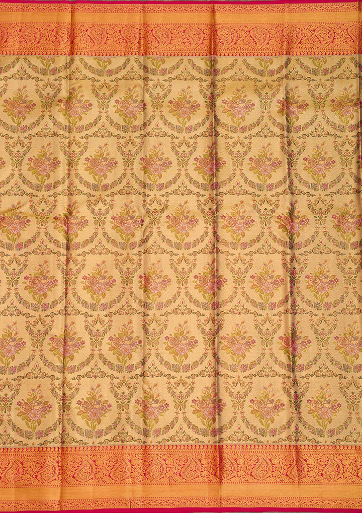 Gold Zariwork Pure Silk Saree-Koskii