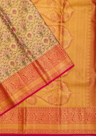 Gold Zariwork Pure Silk Saree-Koskii