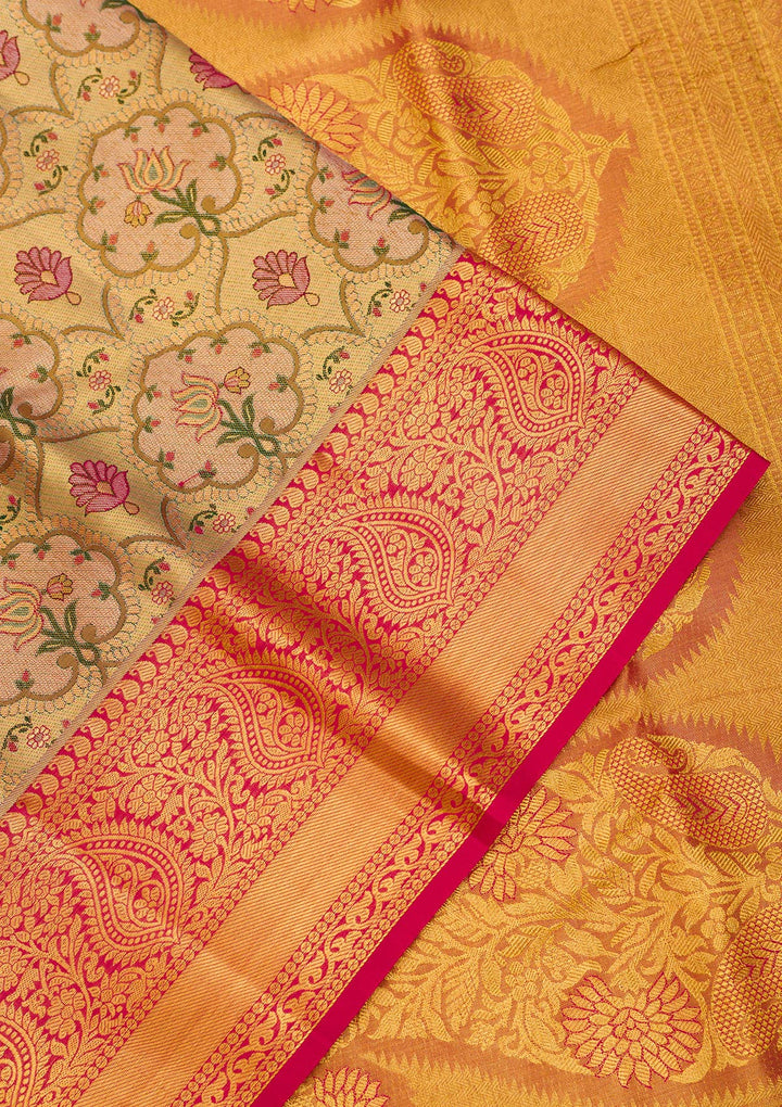Gold Zariwork Pure Silk Saree-Koskii