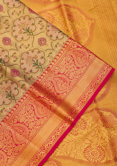 Gold Zariwork Pure Silk Saree-Koskii
