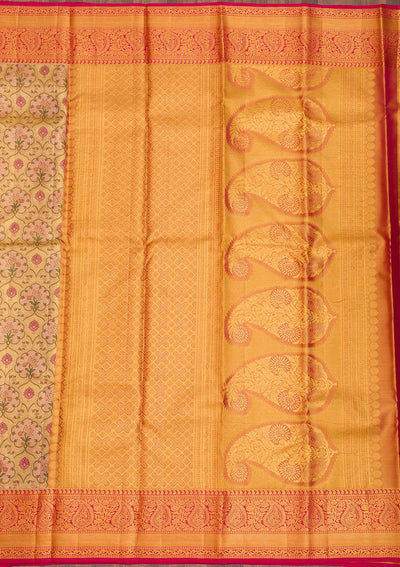 Gold Zariwork Pure Silk Saree-Koskii