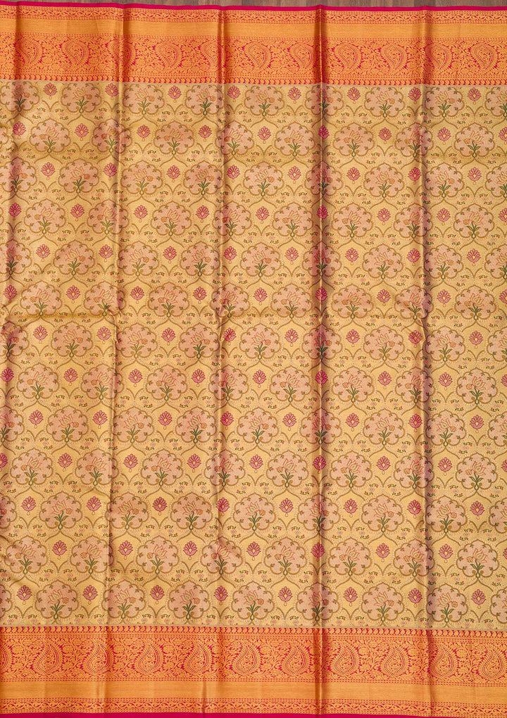 Gold Zariwork Pure Silk Saree-Koskii