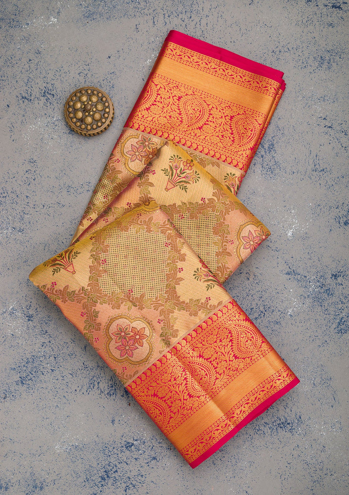 Gold Zariwork Pure Silk Saree-Koskii